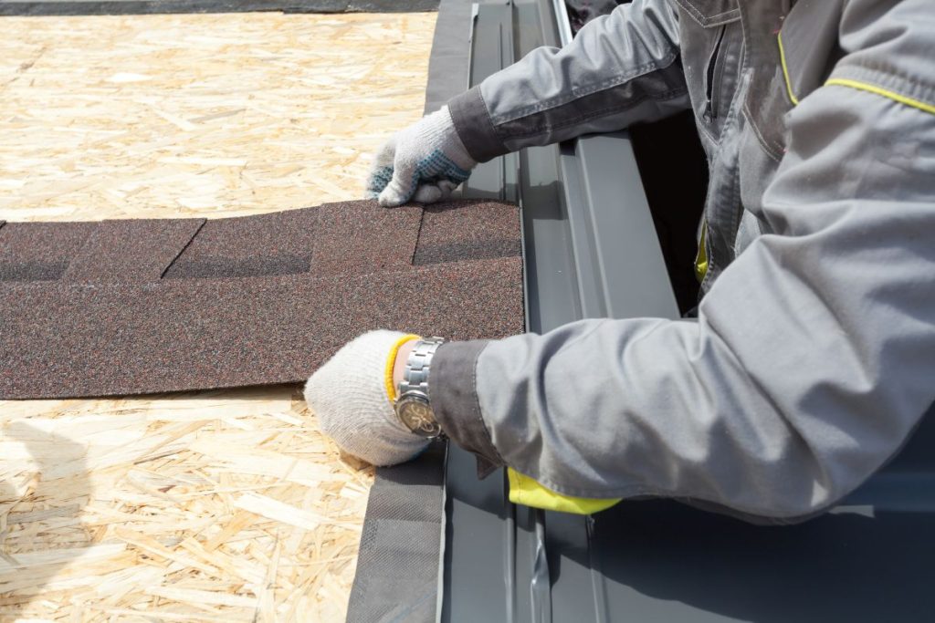 person installing shingles, Maple Grove, MN