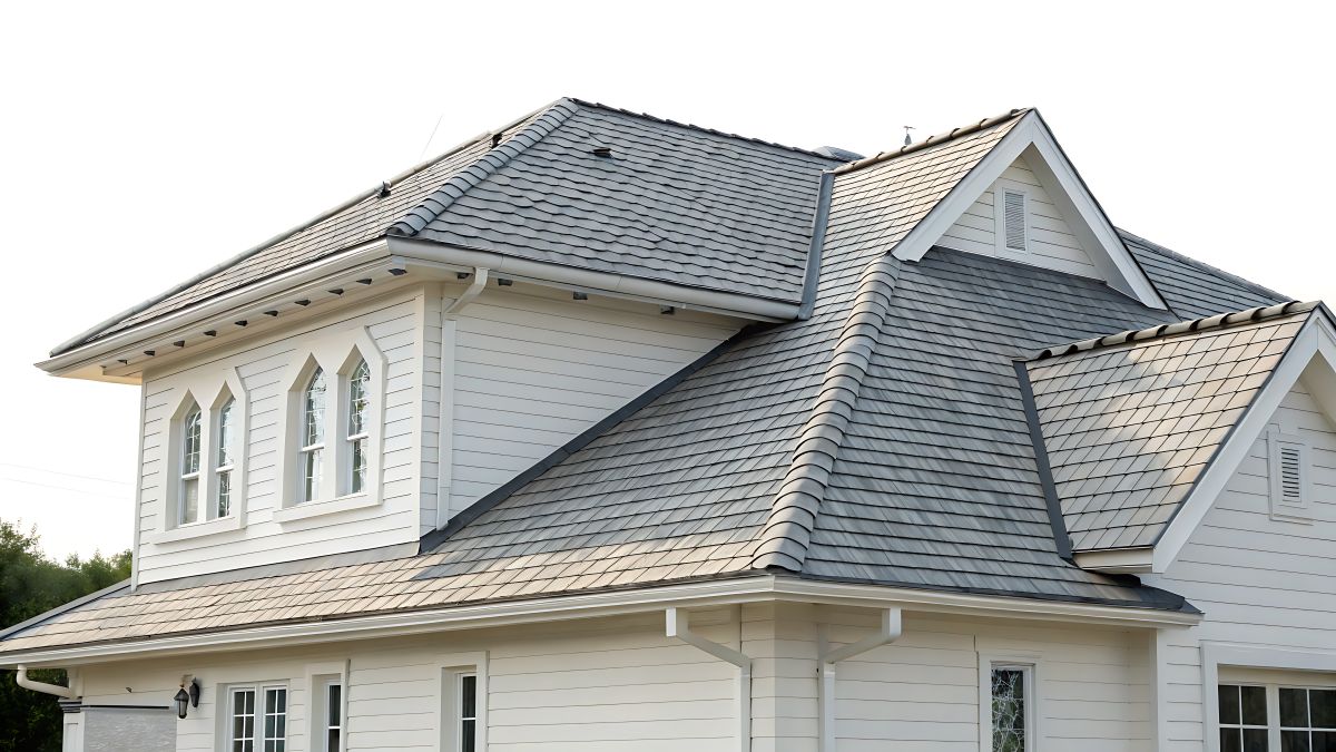 white house with light grey shingles, Maple Grove
